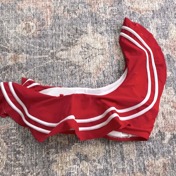 ELEGANT TASTE Red Flounce One Shoulder Bikini with High Waist Bottom Sz.S (NWOT) - Picture 9 of 11
